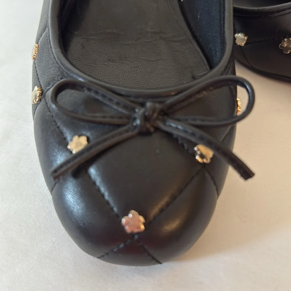 Ted Baker Libban Black Quilted Gold Magnolia Ballerina Flats Size 37 7 SKU 0024 - Picture 12 of 13